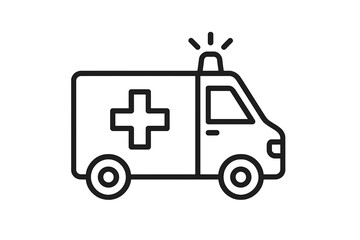 Vector icon of an emergency ambulance with a siren light and medical cross symbol on its side