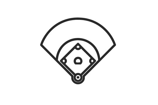 Outline of a baseball diamond depicting the infield layout with bases and home plate in a simple vector design