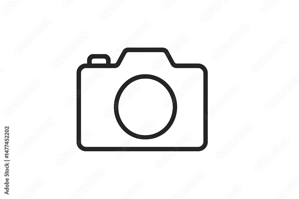 Poster vector icon of a camera design representing photography tools and digital capturing devices in a min