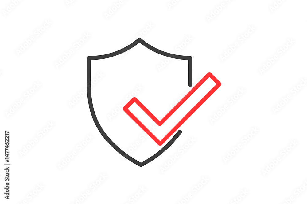 Poster simple vector icon of a shield with a check mark, symbolizing protection and security in digital saf