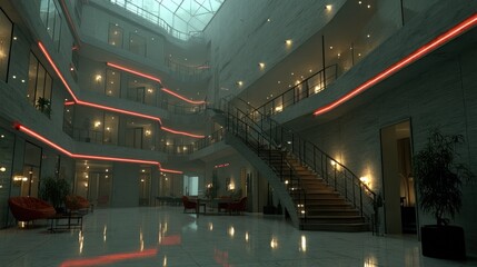 Modern building interior courtyard