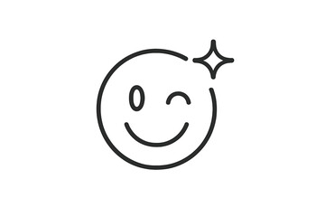 Winking smiley face vector icon conveying happiness and playfulness in a simple and modern design