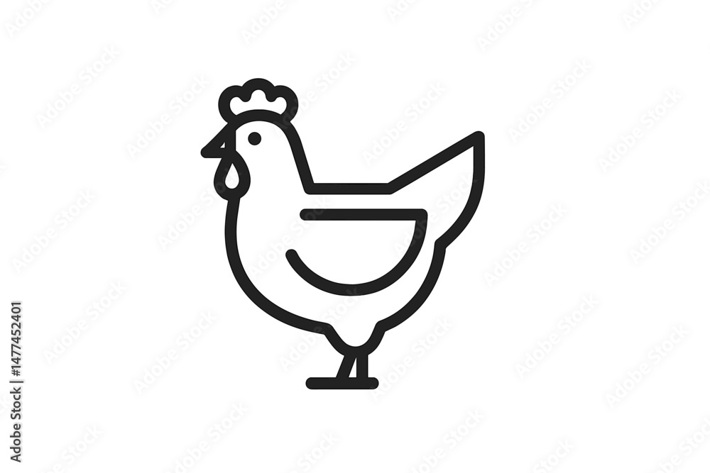 Poster vector icon of a chicken designed in a simple line art style suitable for digital applications and p