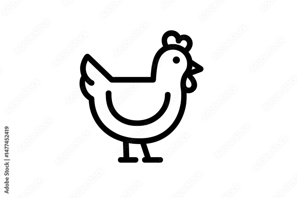 Poster vector icon of a simple chicken design suitable for various digital applications and illustrations
