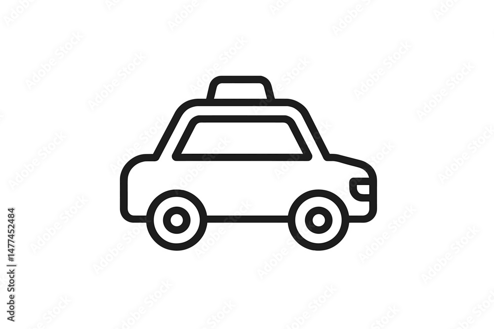 Poster stylized vector icon of a taxi car featuring a simple design and clear lines suitable for modern gra