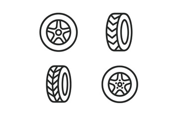 Various tire designs shown in vector icons suitable for automotive-related graphics or websites