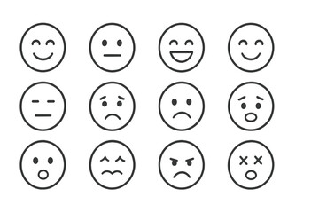 Collection of vector icons depicting various facial expressions to convey emotions in design and communication contexts