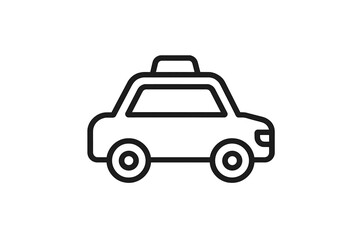 Stylized vector icon of a taxi car featuring a simple design and clear lines suitable for modern graphic applications
