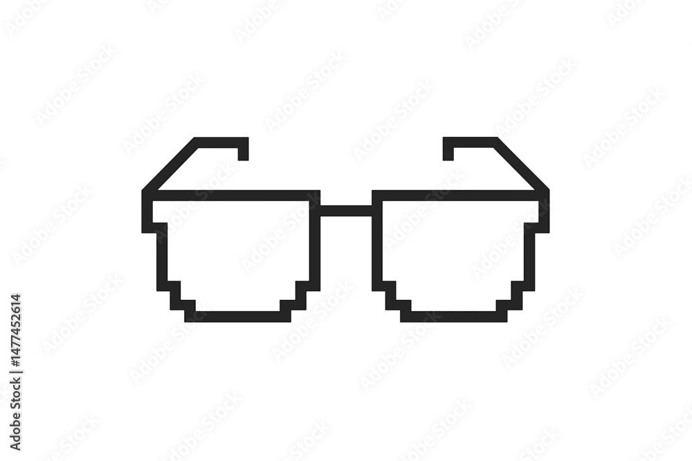 Poster vector icon of pixelated sunglasses designed for digital graphics and creative projects