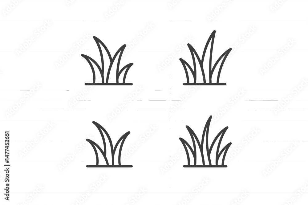 Poster grass vector icon collection featuring various styles and shapes suitable for design elements and gr