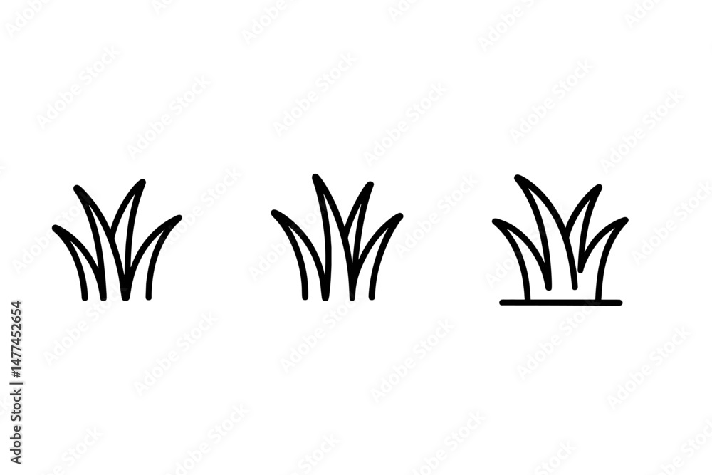 Poster illustrative vector icons depicting various styles of grass suitable for design and artistic project
