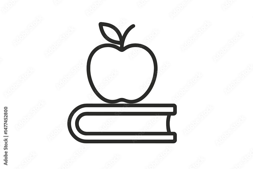 Aufkleber apple on a book vector icon representing education, knowledge, and learning in a minimalist design s
