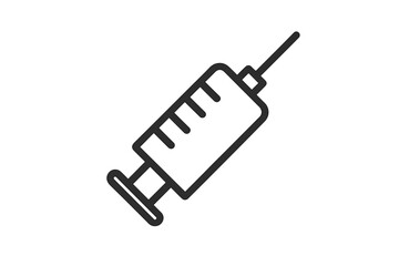 Vector icon of a syringe illustrating medical procedures, vaccinations, and health care services for educational use and graphic design