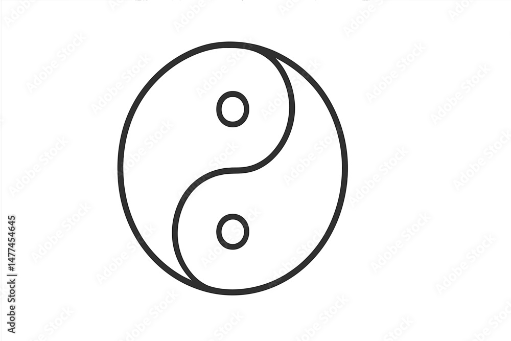 Poster symbol of balance represented by a vector icon featuring yin and yang elements in a simple black and