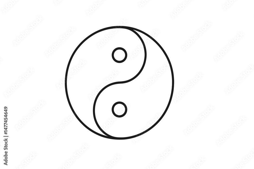 Poster symbol representing balance and harmony featuring the yin yang design in a minimalist vector style s
