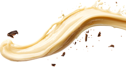 Elegant Curvy Vanilla Milk Splash on White Background
