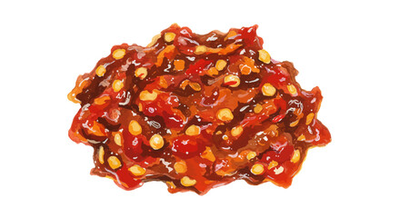 A Vibrant Watercolor Depiction Showcases Sambal Oelek Featuring A Mix Of Red And Orange Hues That Create A Sense Of Culinary Warmth And Spicy Anticipation Isolated On A White Background