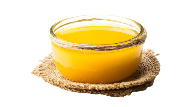 Traditional Indian Desi Ghee in Clay Pot Isolated on White Background