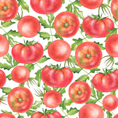 Pattern of tomatoes and leaves