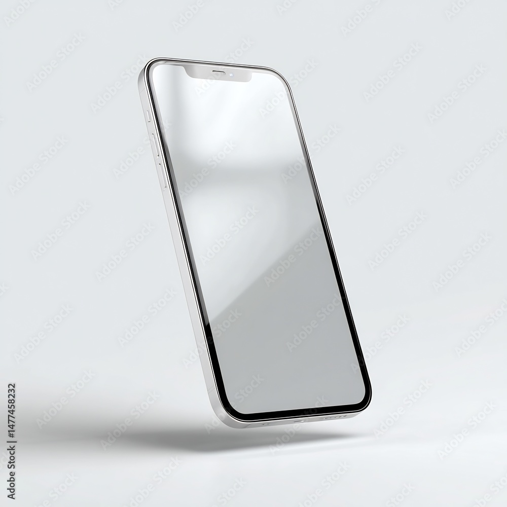 Poster sleek smartphone with modern design floating against minimalist backdrop
