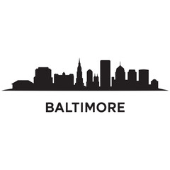 Naklejka premium Vector Baltimore skyline. Travel Baltimore famous landmarks. Business and tourism concept for presentation, banner, website. Vector black silhouette. with white background