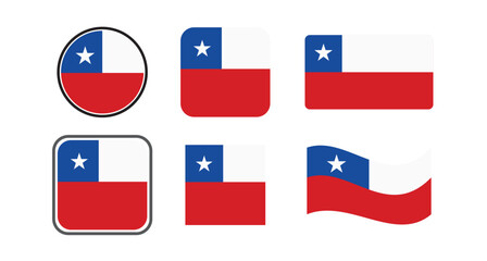 Chilean flag icon set on white background, eps10