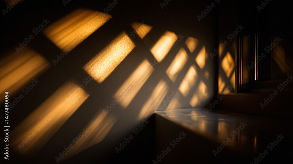 Poster sunlight through intricate grille amp serene and mesmerizing light streaming through a lattice, crea