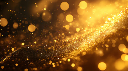 Fototapeta premium Golden Glitter Background with Shimmering Bokeh and Sparkles