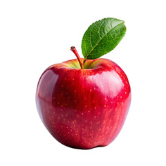 red apple with leaf isolated on white or transparent png