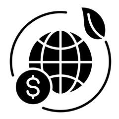 Globe With Leaf  Icon Element For Design	