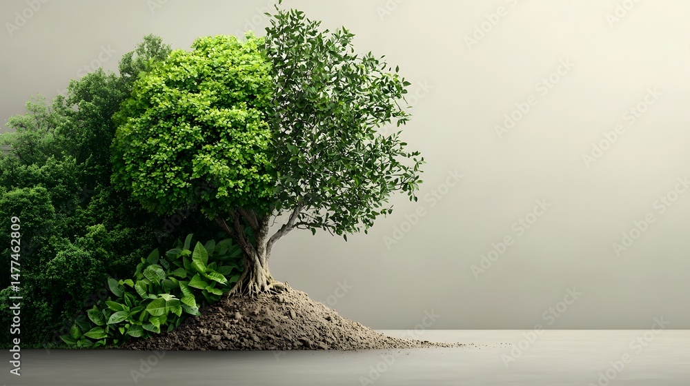 Poster infographic depicting the imbalance between global reforestation efforts and deforestation rates vis