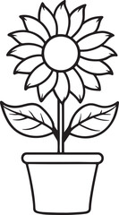 Cheerful sunflower in a pot vector, perfect for kids' activities, spring crafts, and botanical-themed educational materials