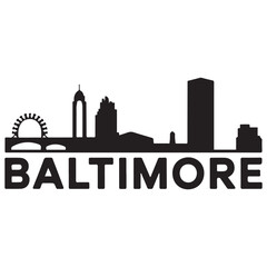 Fototapeta premium Vector Baltimore skyline. Travel Baltimore famous landmarks. Business and tourism concept for presentation, banner, website. Vector black silhouette. with white background