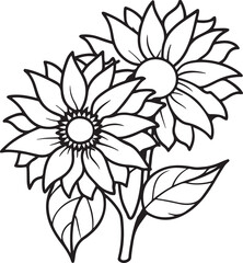 Simple and elegant sunflower line drawing is ideal for minimal floral prints, coloring pages, and rustic-style decor