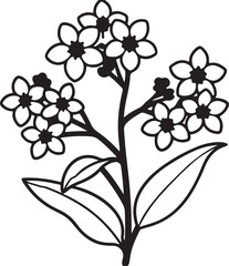 Hand-sketched floral bouquet with leaves perfect for botanical illustrations and elegant nature designs