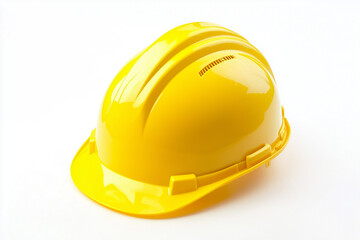 Fototapeta premium Bright Yellow Hard Hat On White Background