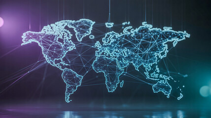 Technology background with machine-accessible dots on a d world map representing virtual reality internet .png.jpg
