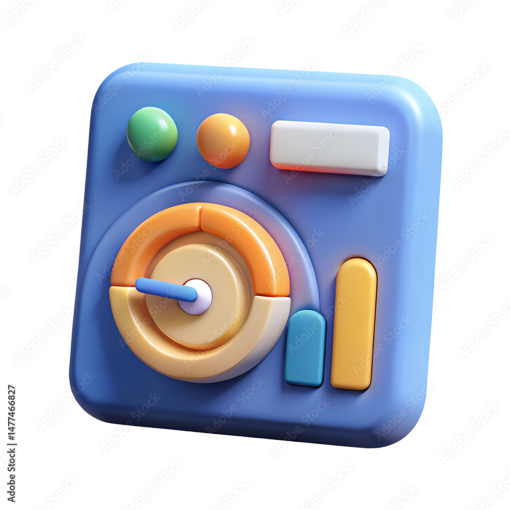Poster Modern 3d rendering of a minimalistic radio icon featuring rounded shapes isolated on a transparent background.
