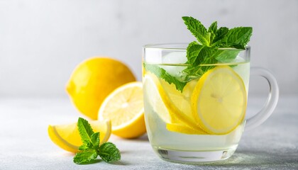 Fototapeta premium lemonade with lemon and mint