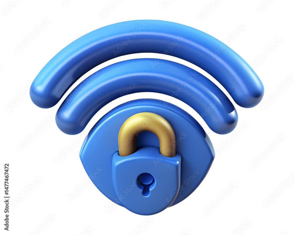 Poster secure wireless network 3d rendering icon depicting safe and protected internet connection symbolizi