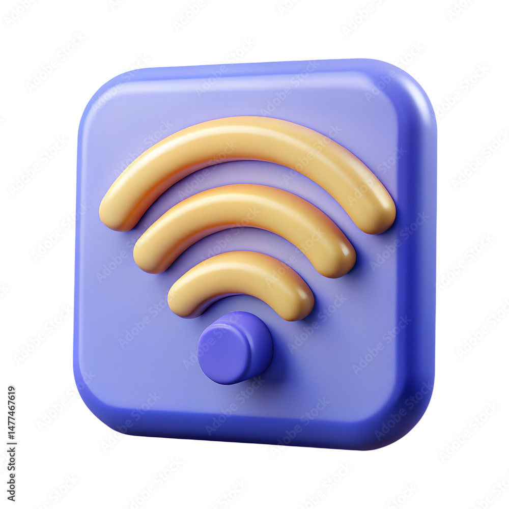 Poster stylish 3d rendered icon of a wireless connection illustrating network availability and internet acc