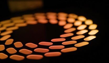 Glowing orange ovals forming a circle in the dark