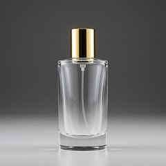 Naklejka premium Elegant perfume bottle with golden cap isolated background