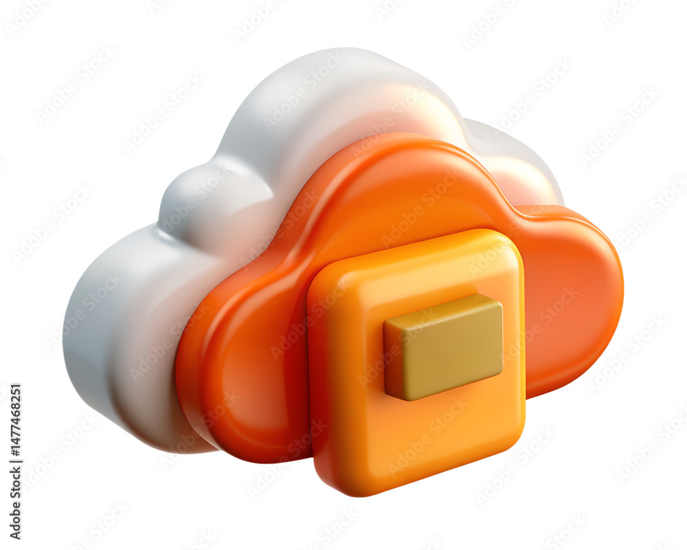 Poster vibrant 3d rendering icon depicting cloud computing data storage and modern technology solutions