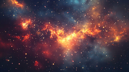 Fototapeta premium Swirling Galactic Clouds and Bright Stars in Cosmic Background
