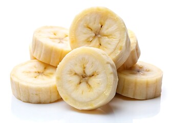 Banana slices isolated on white background