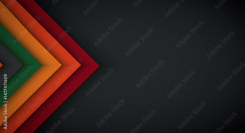 Poster colorful layered geometric arrows abstract background for modern websites and digital design