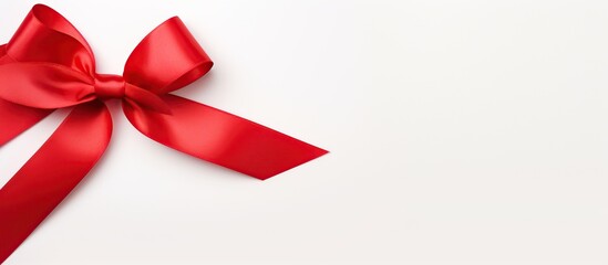 Red Satin Bow on White Background