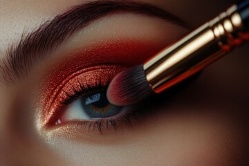 Naklejka premium Close-up of Eye Makeup Application