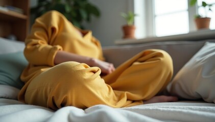 Comfortable sweatpants worn indoors, relaxing at home , clothing, white, patterned